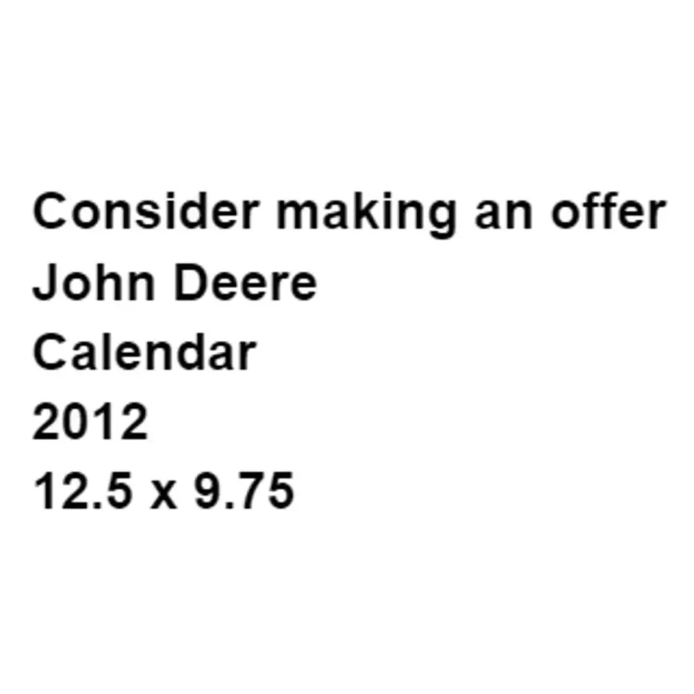 John Deere Calendar 2012 CB Operations Dealer Wall Hanging 12 Month Spiral Bound